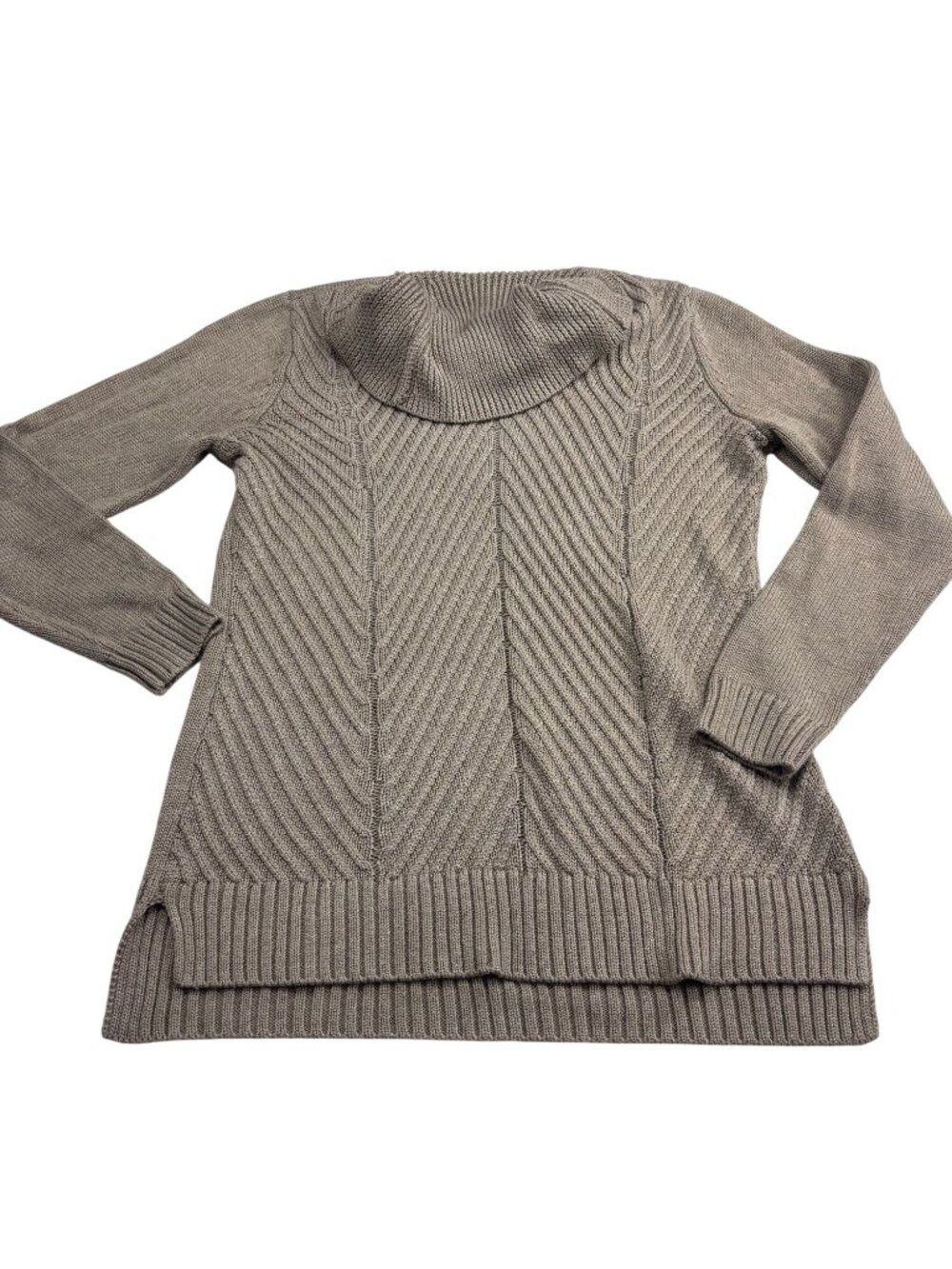 Calvin Klein Womens Knit Pullover Sweater With Cowl Neck & Chevron Detail Size M